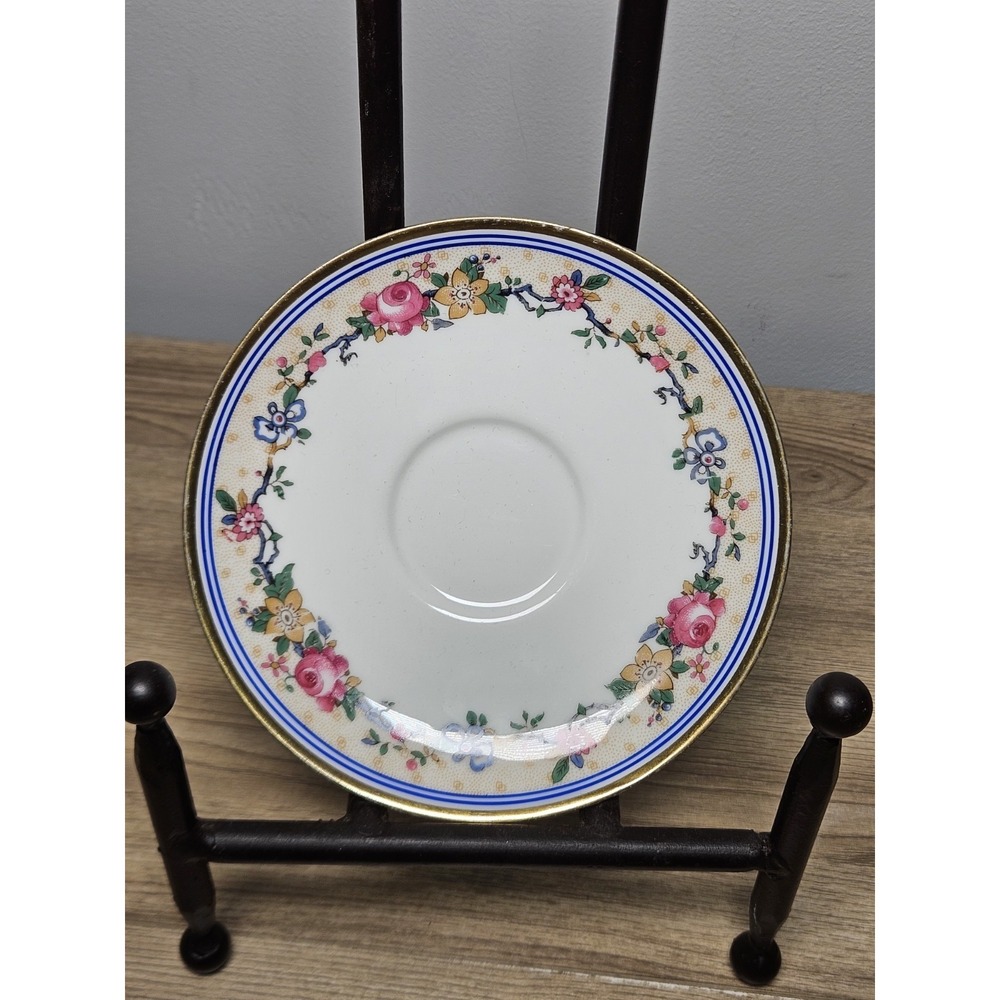 Antique C Ahrenfeldt Limoges Saucer 5.5" Floral Gold Trim Doulin & Martin